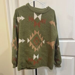 Green Geometric Pattern Sweater